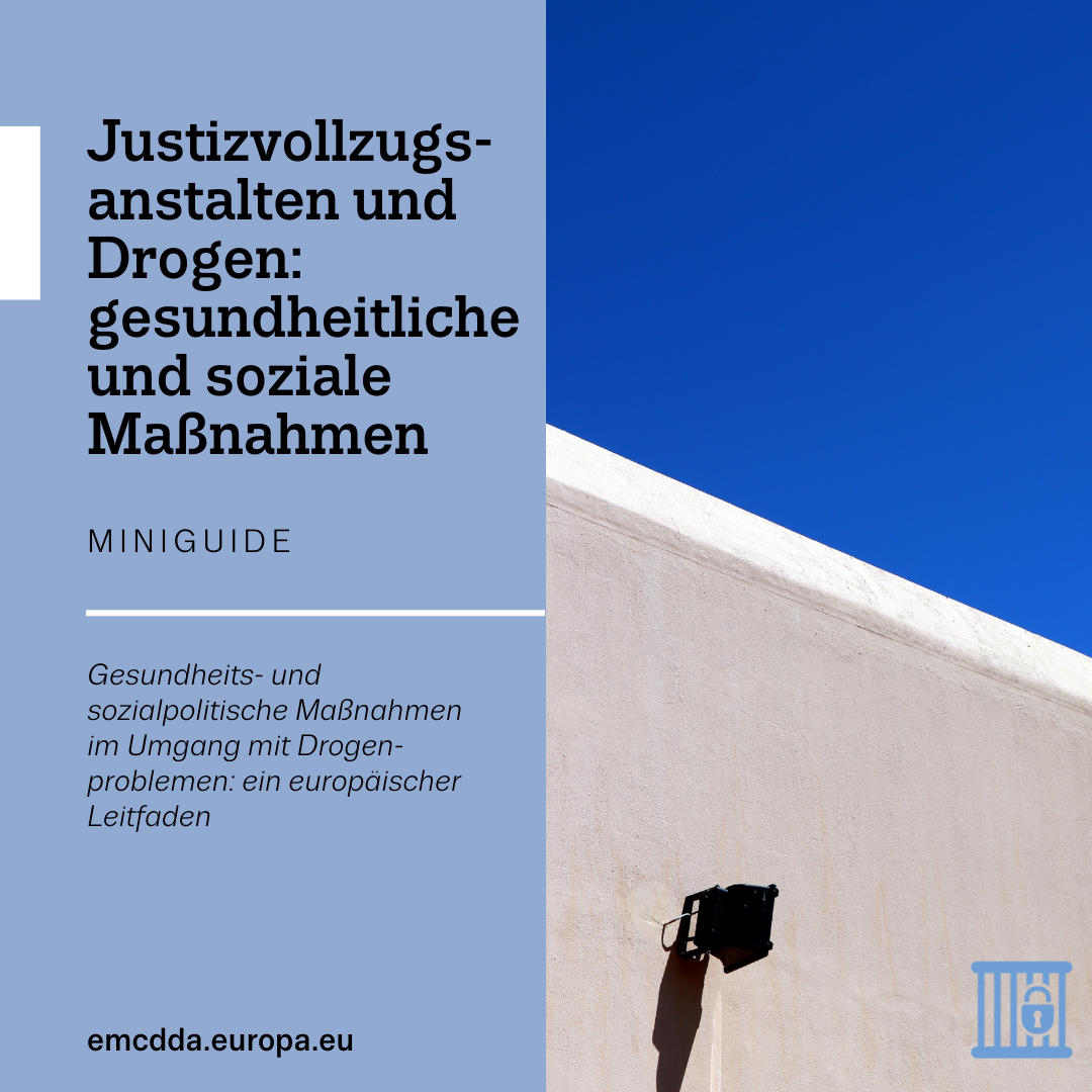 Deckblatt Kurzleitfaden zum Thema Justizvollzugsanstalten und Drogen: gesundheitliche und soziale Maßnahmen