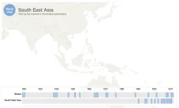 Map showing methamphetamine global timeline: South East Asia 