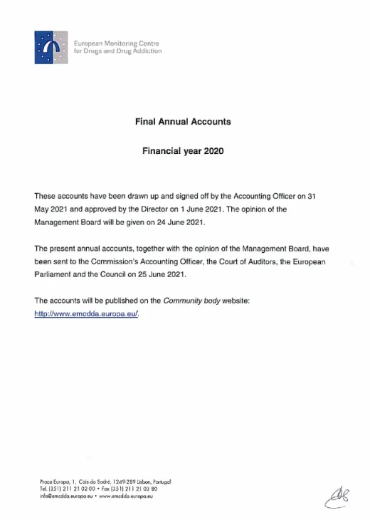 Cover of 2020 annual accounts publication