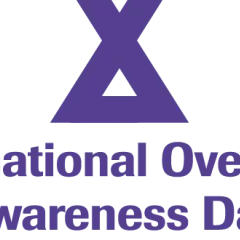 International Overdose Awareness Day logo. Purple font on white background