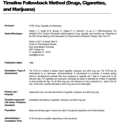 Timeline Followback Method (Drugs, Cigarettes, and Marijuana) (TLFB-DCM)