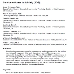 Service to Others in Sobriety (SOS) Questionnaire
