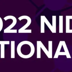 2022 NIDA International Forum banner: white font in purple background
