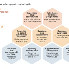 Chart showing key approaches for reducing opioid-related deaths