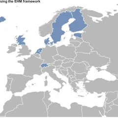 Map showing countries using the EHM framework October 2020 — Iceland, Scotland, Sweden, Finland, Denmarks, Netherlands, Switzerland