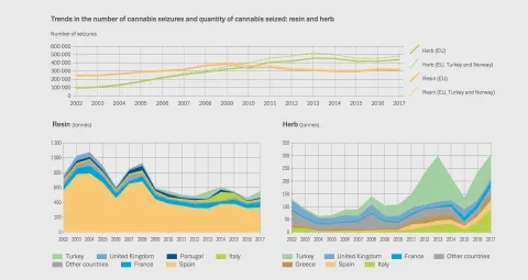 trends in the number of cannabis seizures