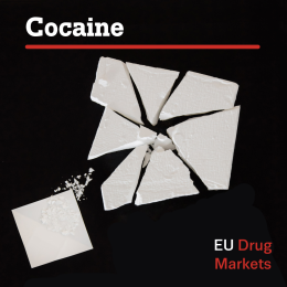 european drug markets report: cocaine. Photo of cocaine on black background