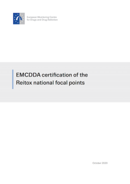 Cover page of the EMCDDA reitox certification document — shows EMCDDA logo and document title: EMCDDA certification of the Reitox national focal points